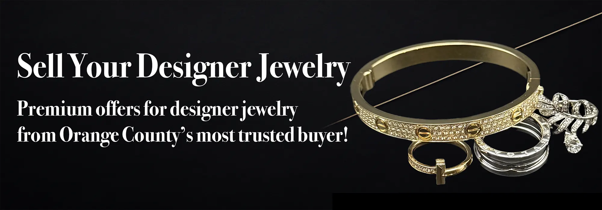 Cartier and Tiffany jewelry pieces displayed for appraisal in Tustin